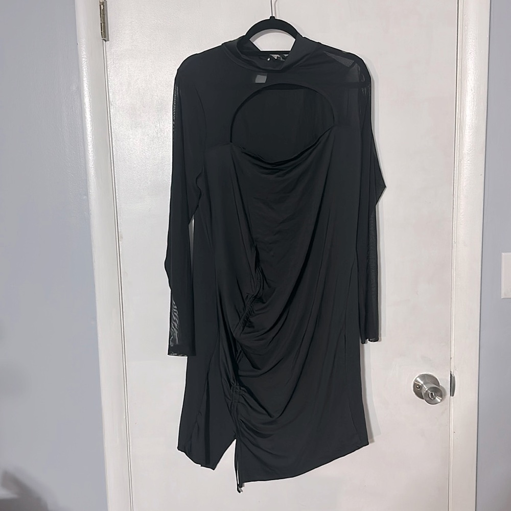 Nasty Gal Plus Cut Out Detail Mesh Sleeve Midi Dress NWT